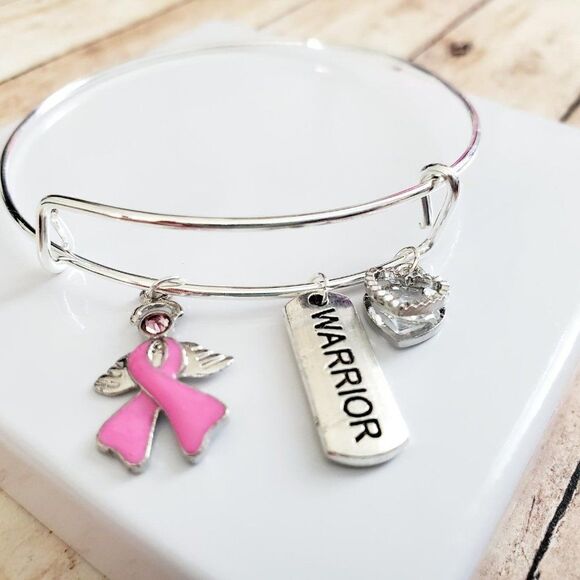 Breast Cancer Awareness Bracelet, Pink Ribbon, Motivational Gift - Picture 4 of 11